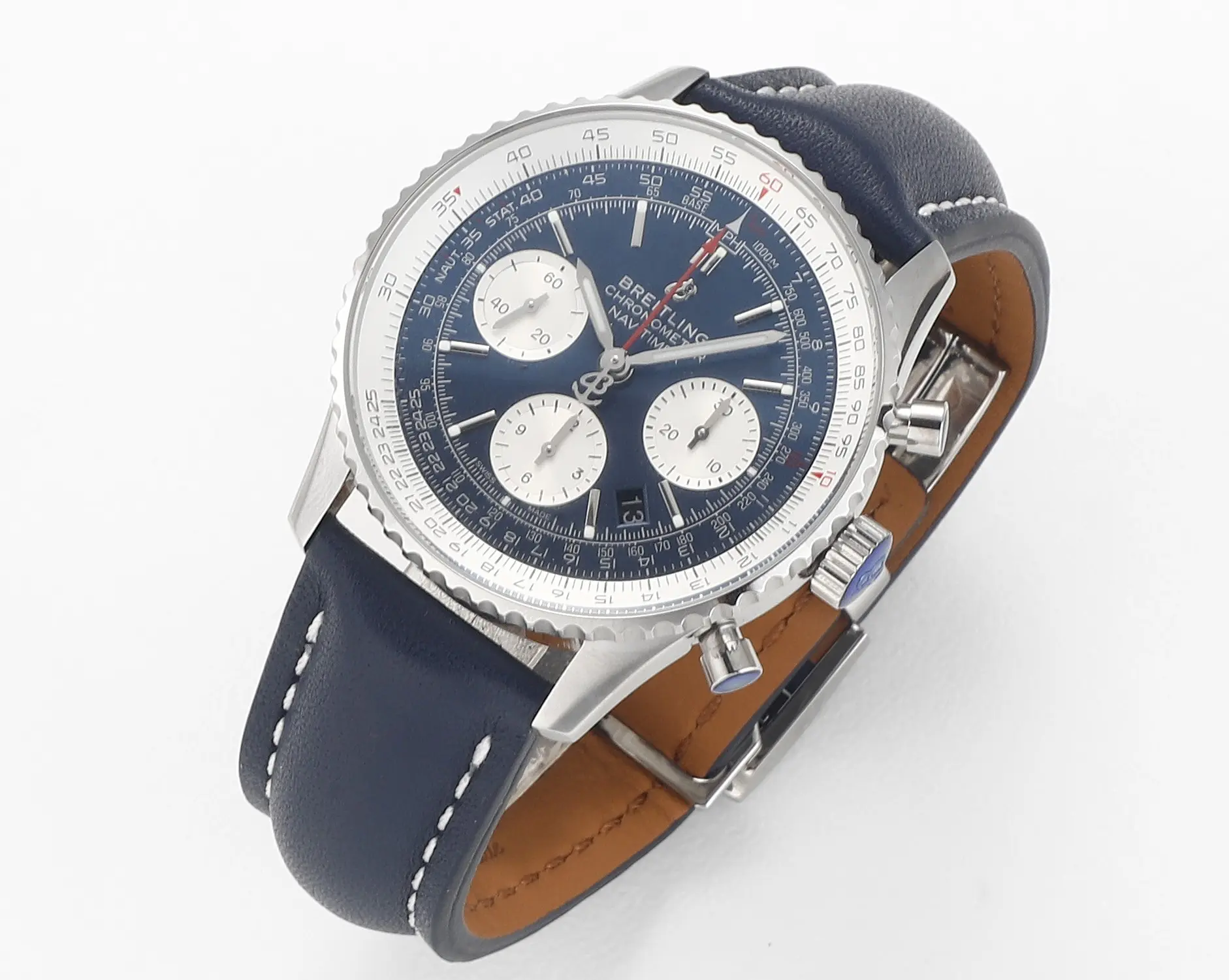 GF Factory Breitling Navitimer 1 B01 Chronograph Blue Leather –  Super Clone Watch Efficient 2423