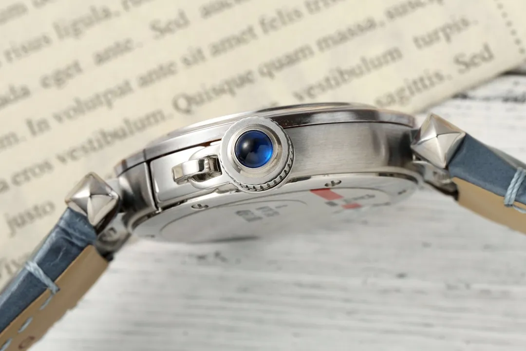 Tailored AF Factory Cartier Pasha de Cartier Women’s Watch with Blue Leather Strap and Silver Case 5395