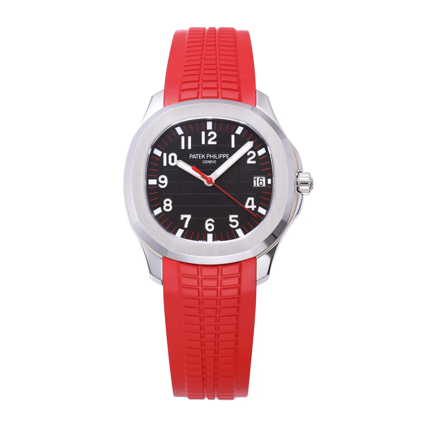 OnTrend 3K Factory Patek Philippe Aquanaut Automatic Men’s Watch with Black Dial, Red Rubber Strap 5182