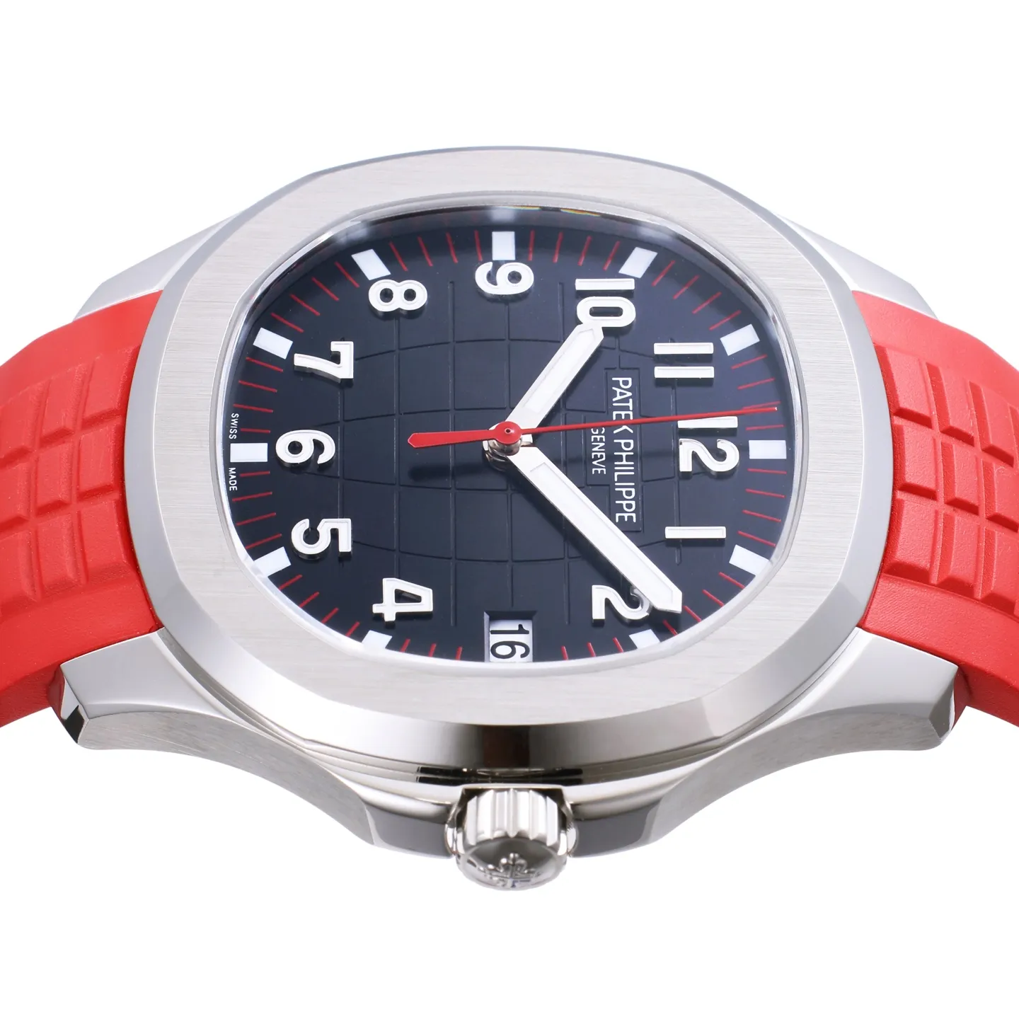 OnTrend 3K Factory Patek Philippe Aquanaut Automatic Men’s Watch with Black Dial, Red Rubber Strap 5182