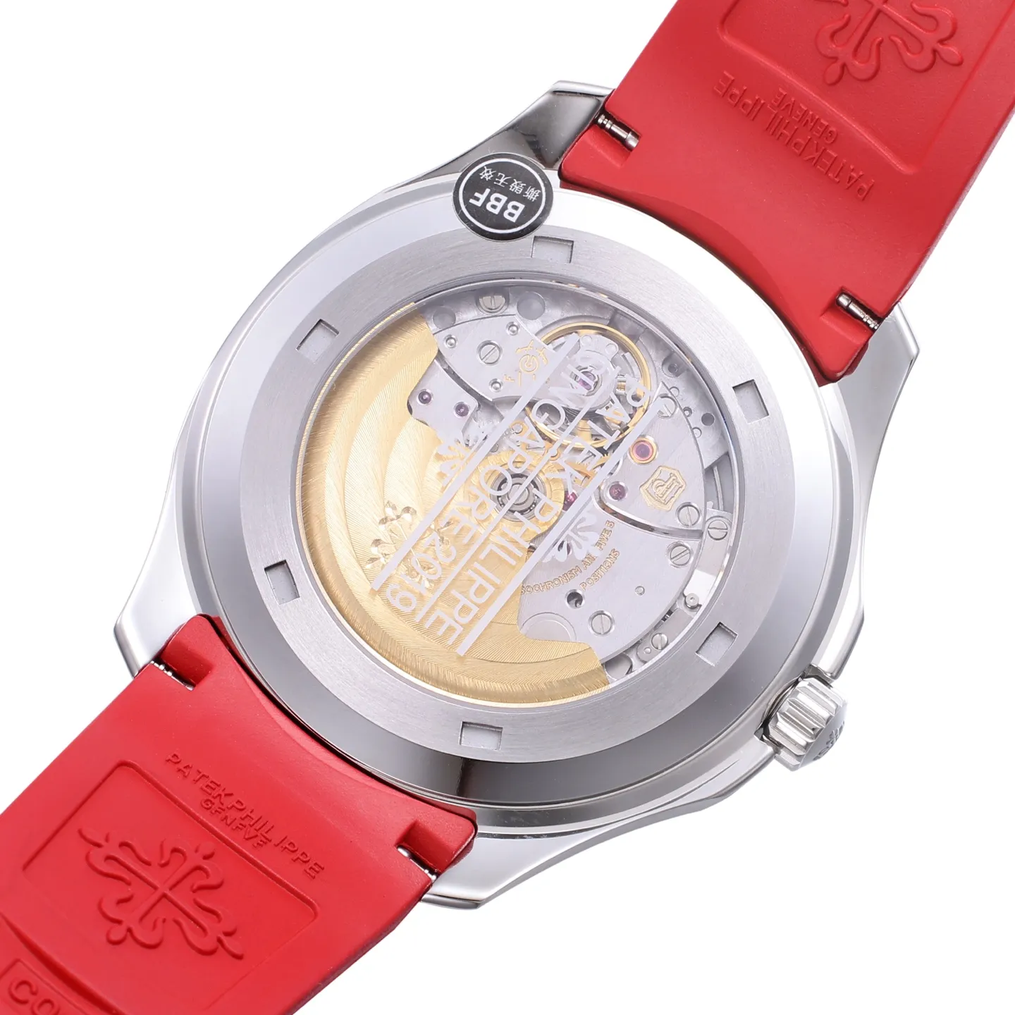 OnTrend 3K Factory Patek Philippe Aquanaut Automatic Men’s Watch with Black Dial, Red Rubber Strap 5182