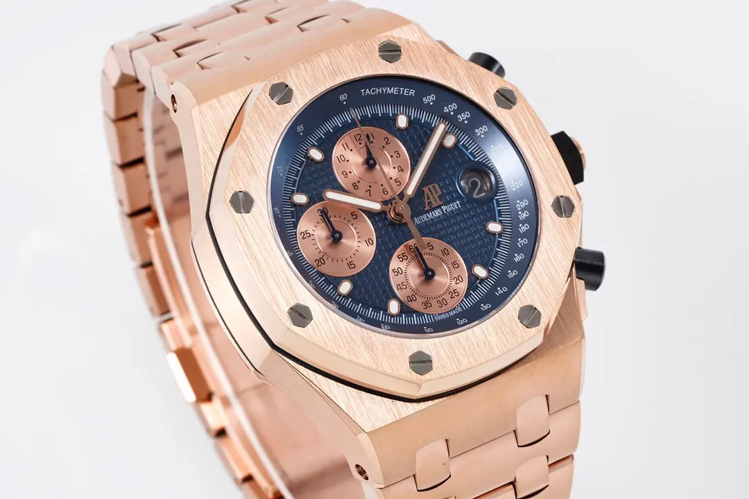 Compact JF Factory Audemars Piguet Royal Oak Offshore Rose Gold Blue Dial Chronograph – Super Clone Edition 6126