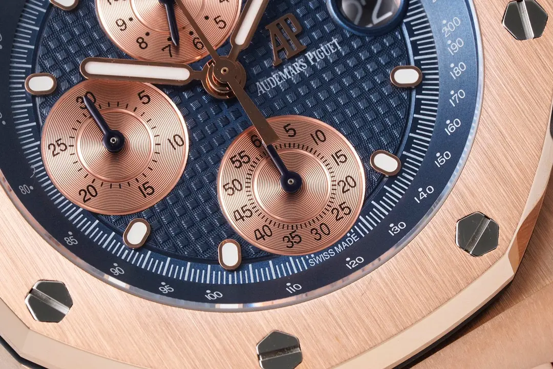 Compact JF Factory Audemars Piguet Royal Oak Offshore Rose Gold Blue Dial Chronograph – Super Clone Edition 6126