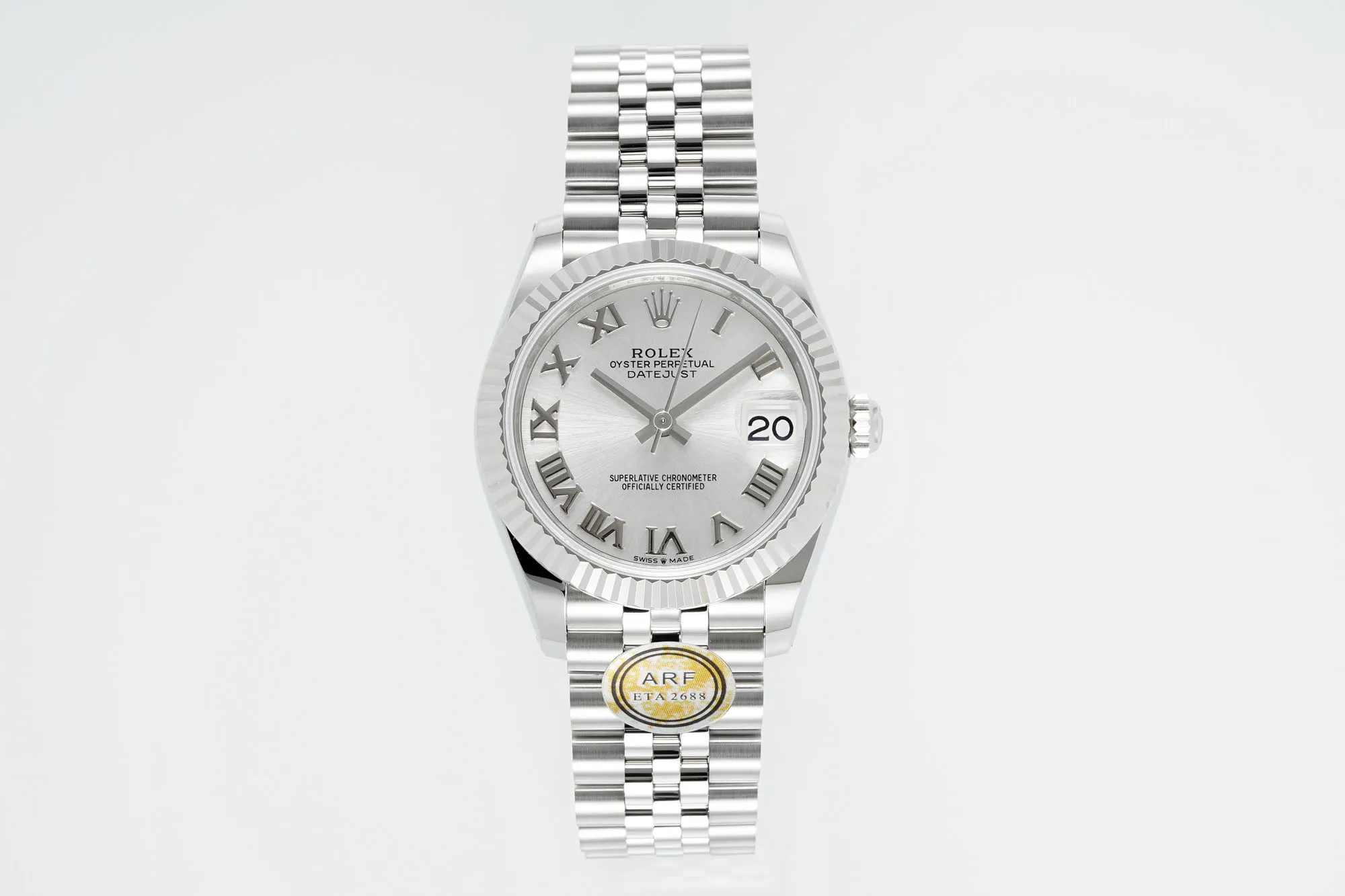 Unique AR Factory Rolex Datejust 31mm Stainless Steel Silver Dial Roman Numerals Fluted Bezel Jubilee Bracelet Automatic Watch 228