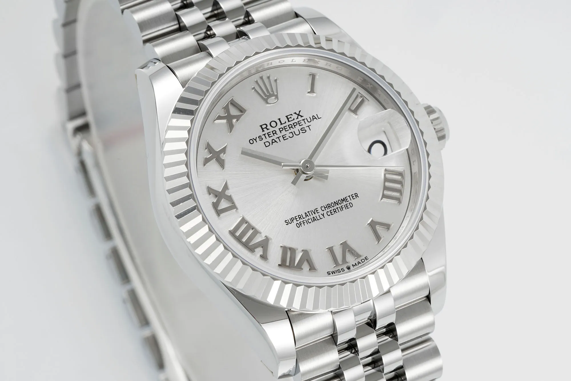 Unique AR Factory Rolex Datejust 31mm Stainless Steel Silver Dial Roman Numerals Fluted Bezel Jubilee Bracelet Automatic Watch 228