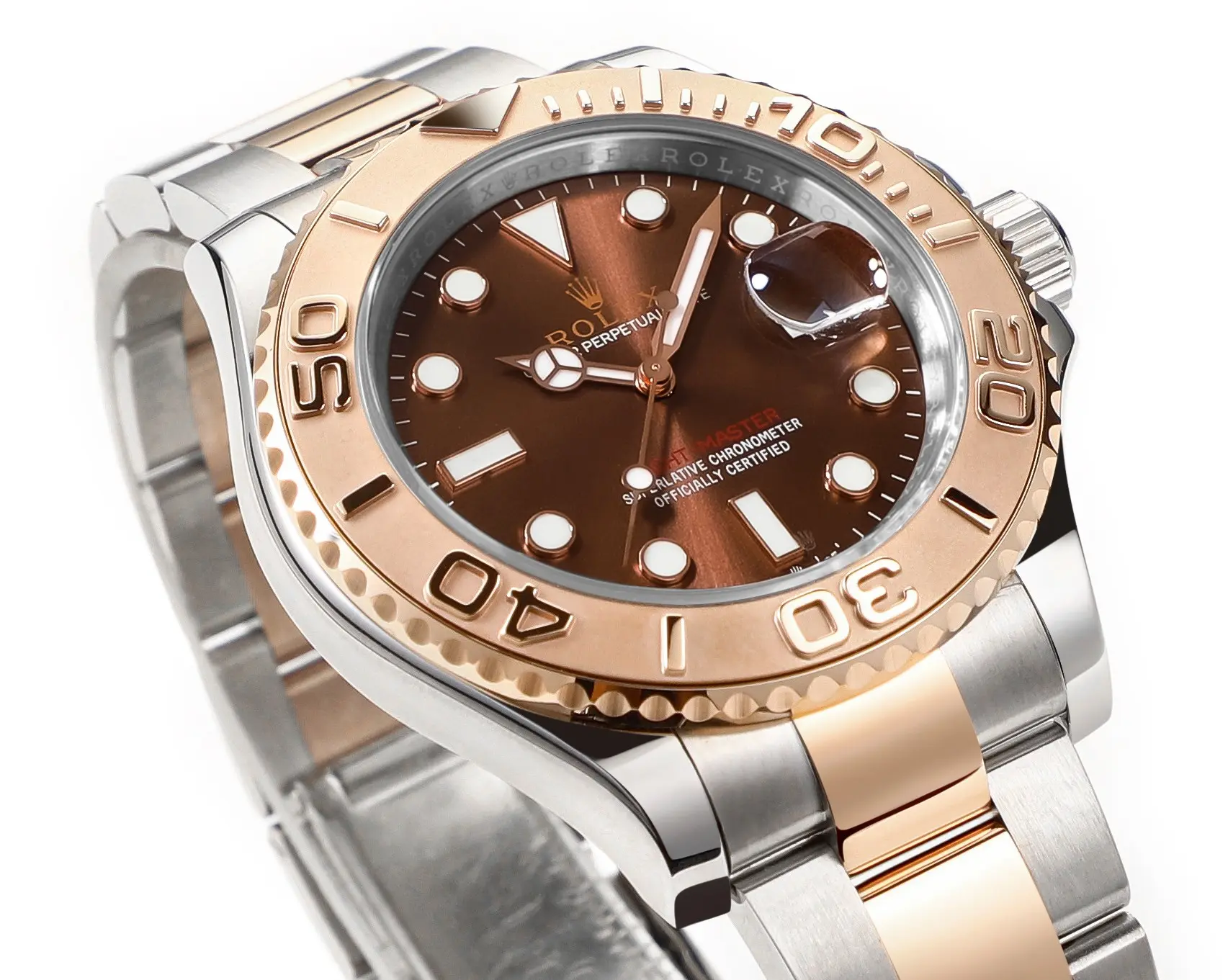 Lightweight Rolex Yacht-Master 42 Rose Gold & Stainless Steel Brown Dial VSF Luxury Watch Collection from VSF Watches 345