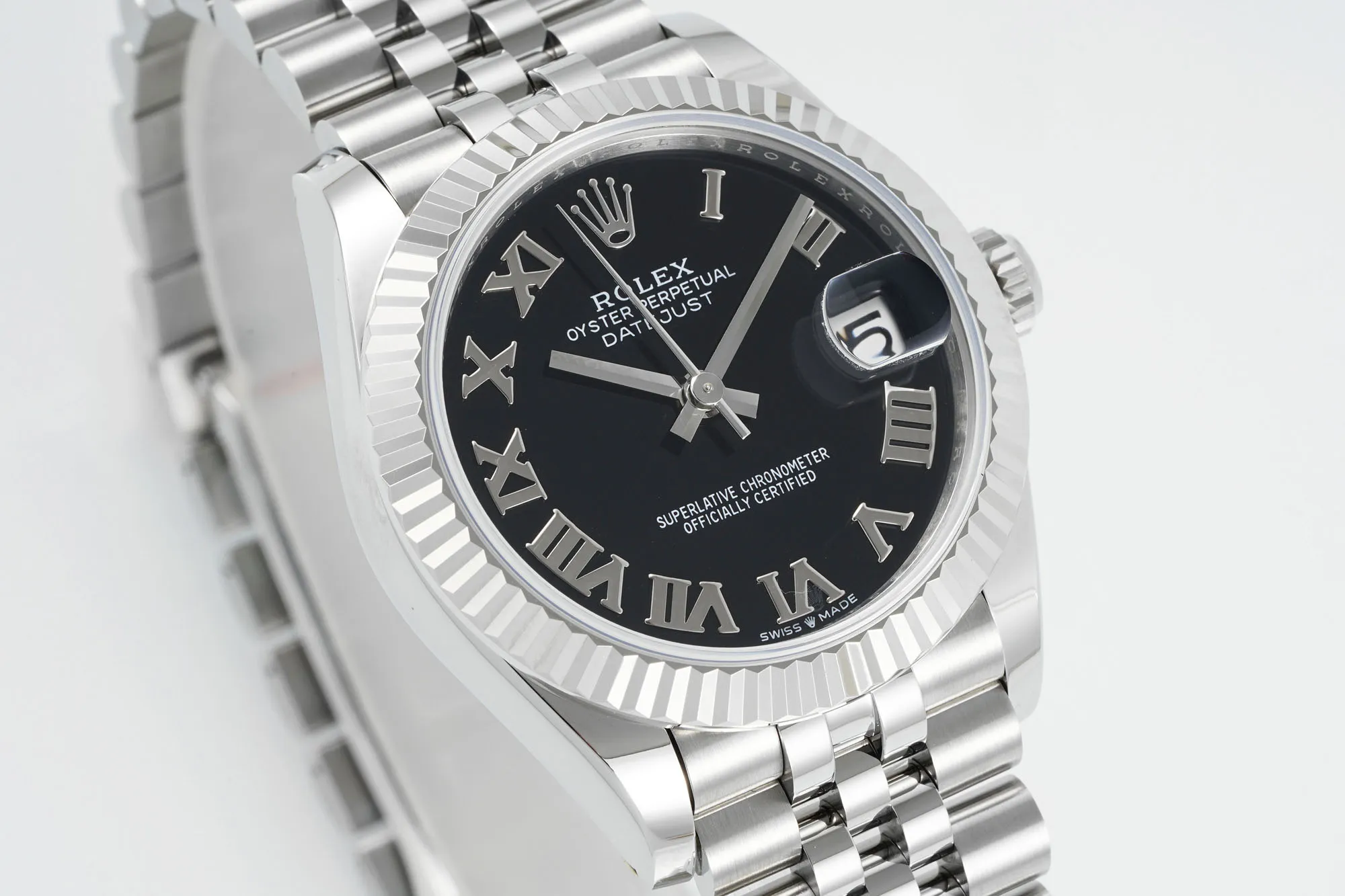 AR Factory Rolex Datejust 31mm Stainless Steel Watch with Black Roman Numeral Dial and Jubilee Bracelet Durable 168