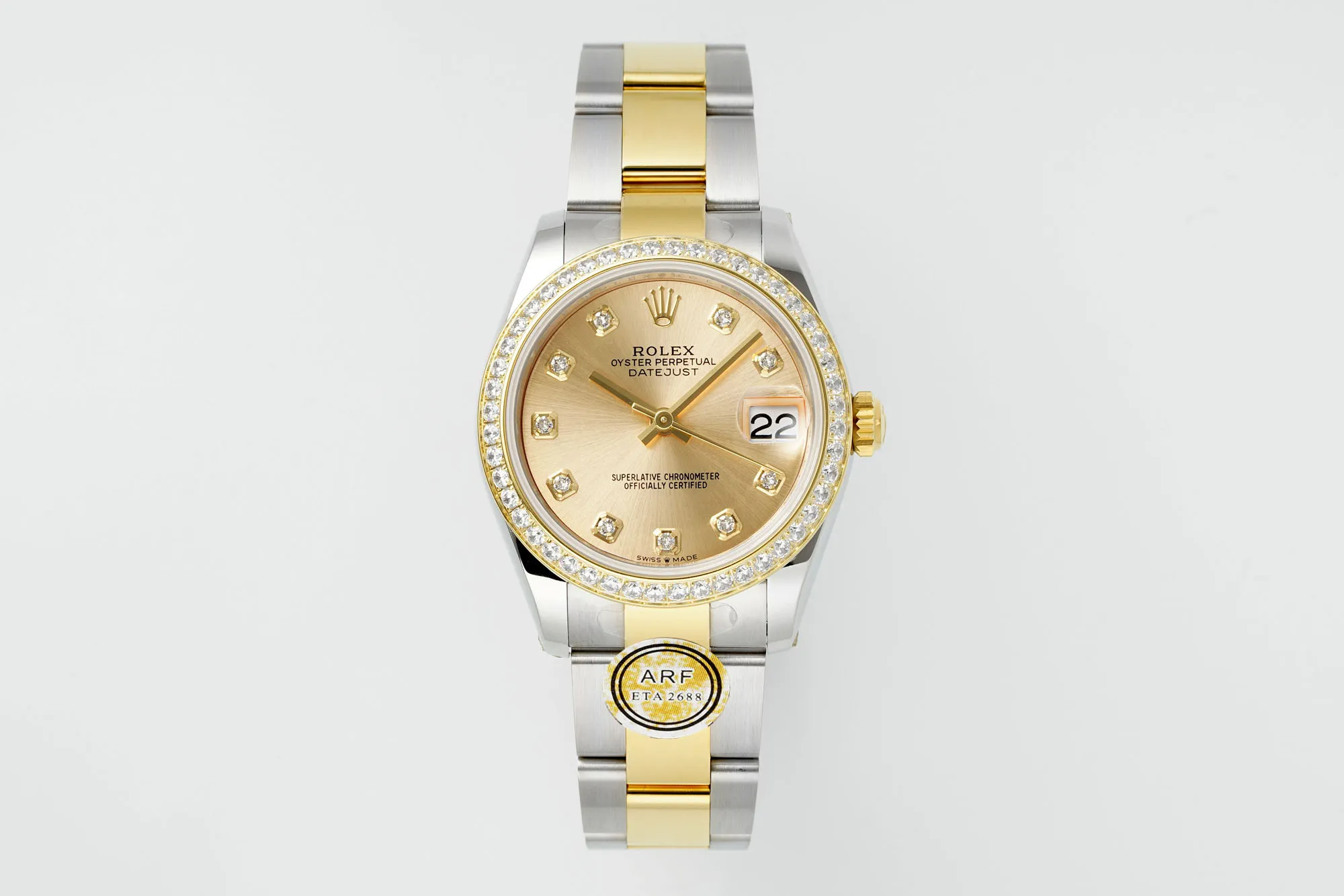 Versatile AR Factory Rolex Datejust 31mm Two-Tone Yellow Gold & Stainless Steel Champagne Diamond Dial Ladies Watch 4880