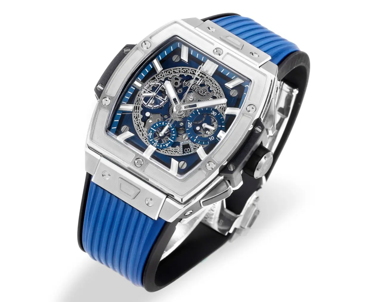 Compact TMF Factory HUBLOT Spirit of Big Bang Limited Edition Watch – Titanium & Resin, Blue Rubber Strap, Racing Inspired Design, Best Replica Watch 7470