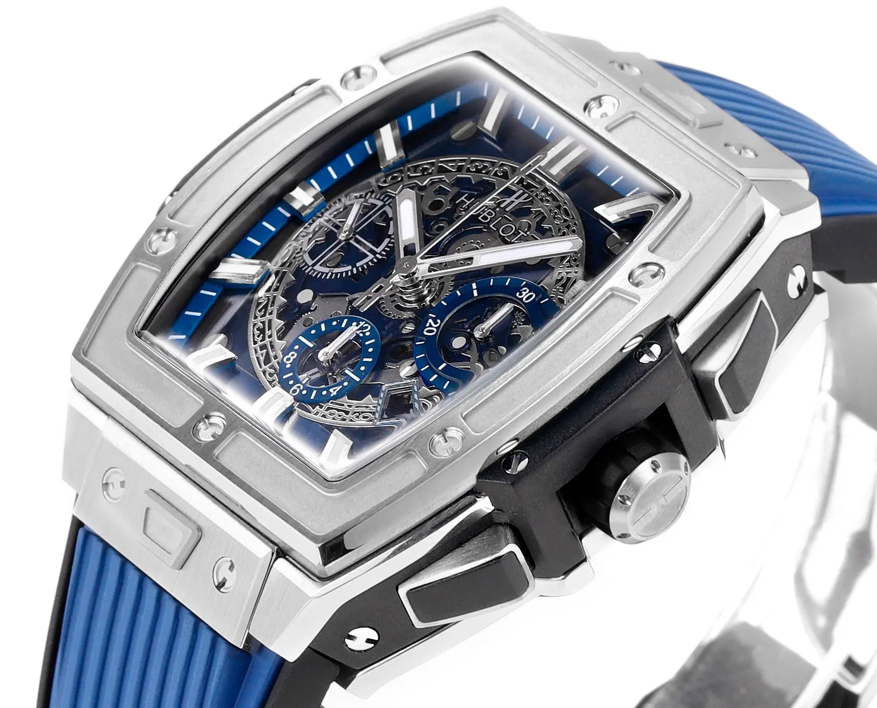 Compact TMF Factory HUBLOT Spirit of Big Bang Limited Edition Watch – Titanium & Resin, Blue Rubber Strap, Racing Inspired Design, Best Replica Watch 7470