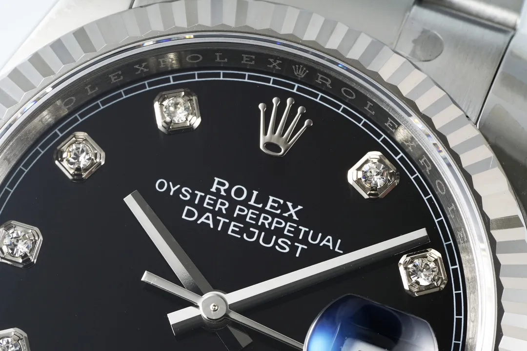 Stylish VS Factory Rolex Datejust 36mm Black Dial Diamond Hour Markers Stainless Steel Automatic Men’s Watch 291