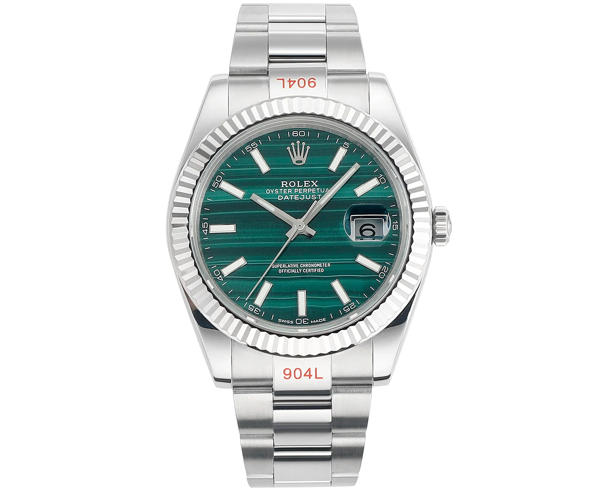 VS Factory Rolex Datejust 41mm Green Palm Motif Dial Fluted Bezel Oystersteel Oyster Bracelet Watch Bright 4424