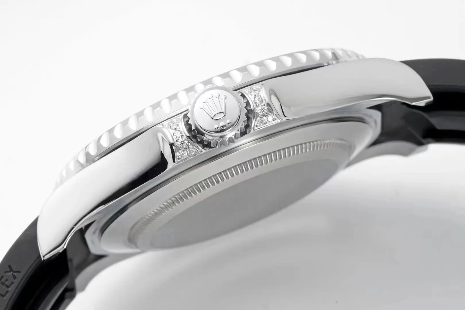RelaxedFit Rolex Yacht-Master 42mm Platinum Case Watch with Diamond & Amethyst Bezel and Black Rubber Strap 350