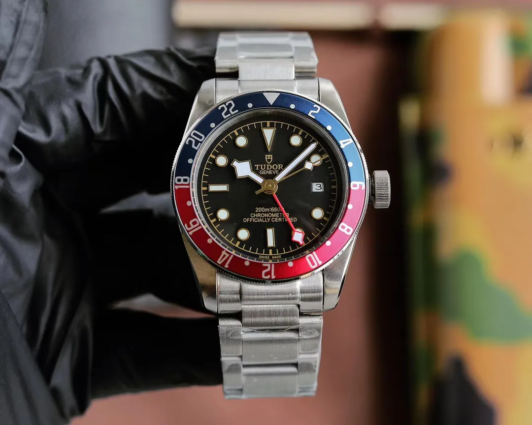 Sustainable ZF Factory Tudor Black Bay GMT Automatic Men’s Watch with Pepsi Red-Blue Bezel, Black Dial, and Stainless Steel Bracelet 4275