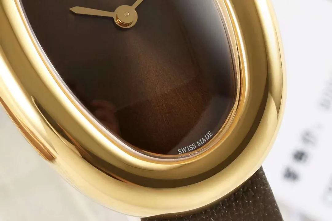 AF Factory Cartier Baignoire Oval Gold-Tone Case Brown Dial Leather Strap Women’s Vintage Watch Lightweight 5427