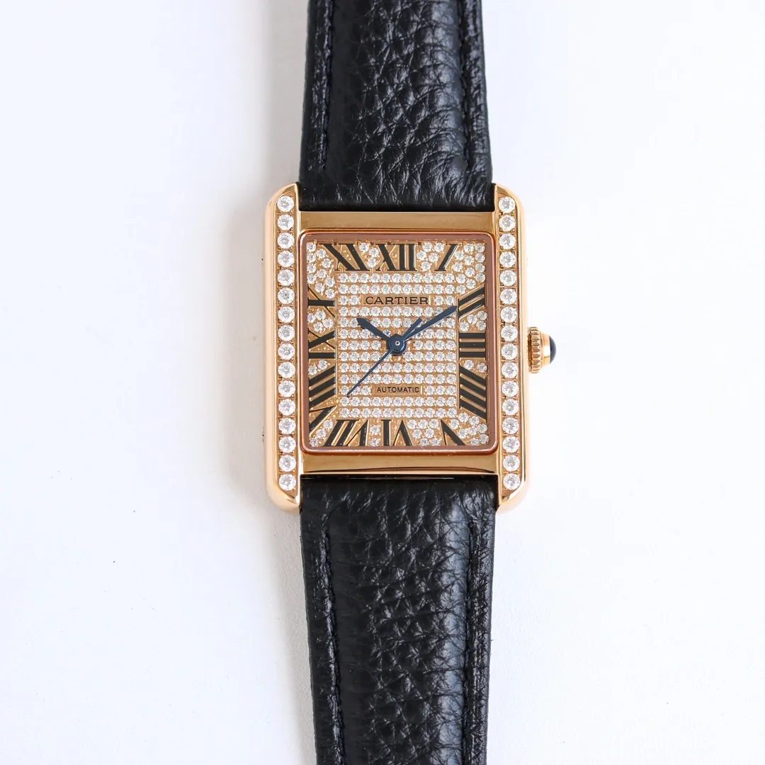 TechFriendly 3K Factory Cartier Tank MK3 Automatic Watch Rose Gold Black Leather – Top Quality Replica Watch 2760