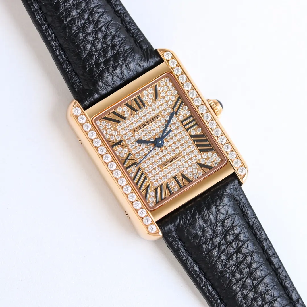 TechFriendly 3K Factory Cartier Tank MK3 Automatic Watch Rose Gold Black Leather – Top Quality Replica Watch 2760