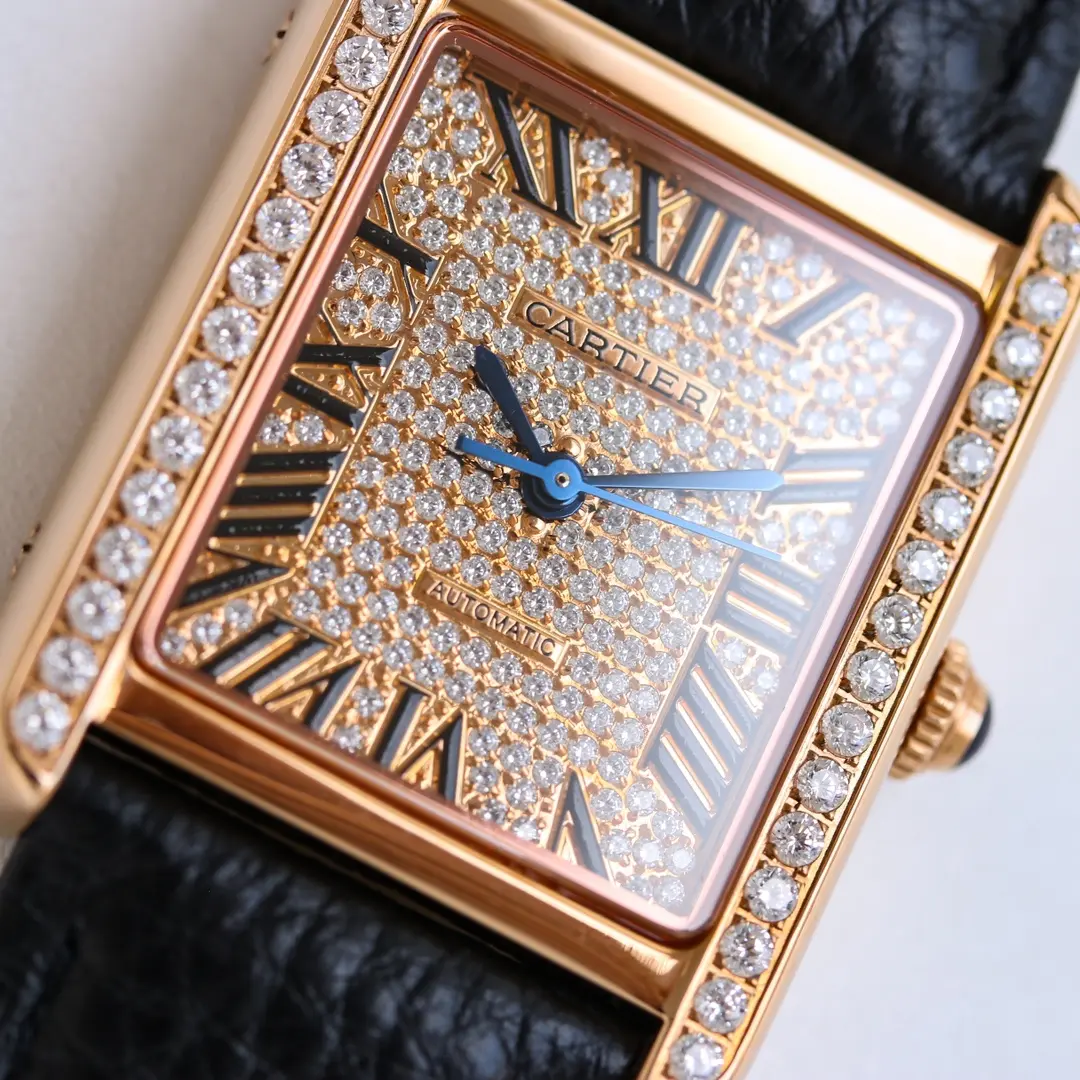 TechFriendly 3K Factory Cartier Tank MK3 Automatic Watch Rose Gold Black Leather – Top Quality Replica Watch 2760