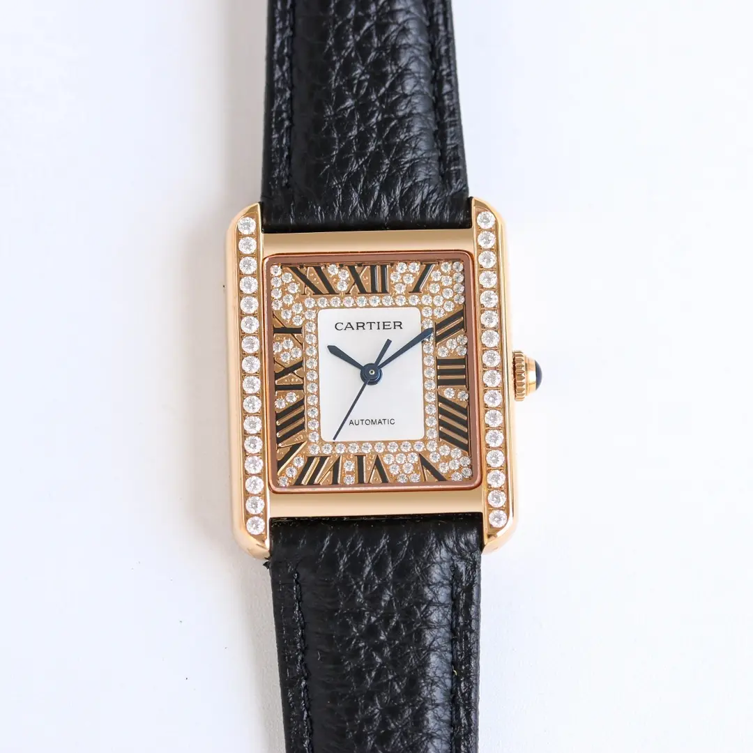 TechFriendly 3K Factory Cartier Tank MK3 Automatic Watch Rose Gold Black Leather – Top Quality Replica Watch 2760