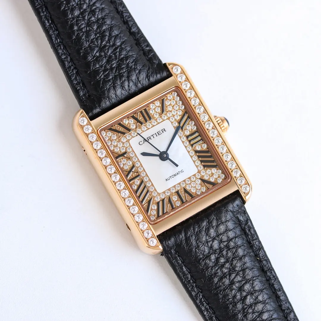 TechFriendly 3K Factory Cartier Tank MK3 Automatic Watch Rose Gold Black Leather – Top Quality Replica Watch 2760