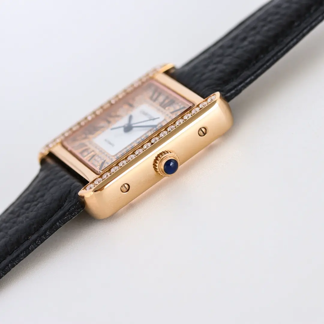 TechFriendly 3K Factory Cartier Tank MK3 Automatic Watch Rose Gold Black Leather – Top Quality Replica Watch 2760