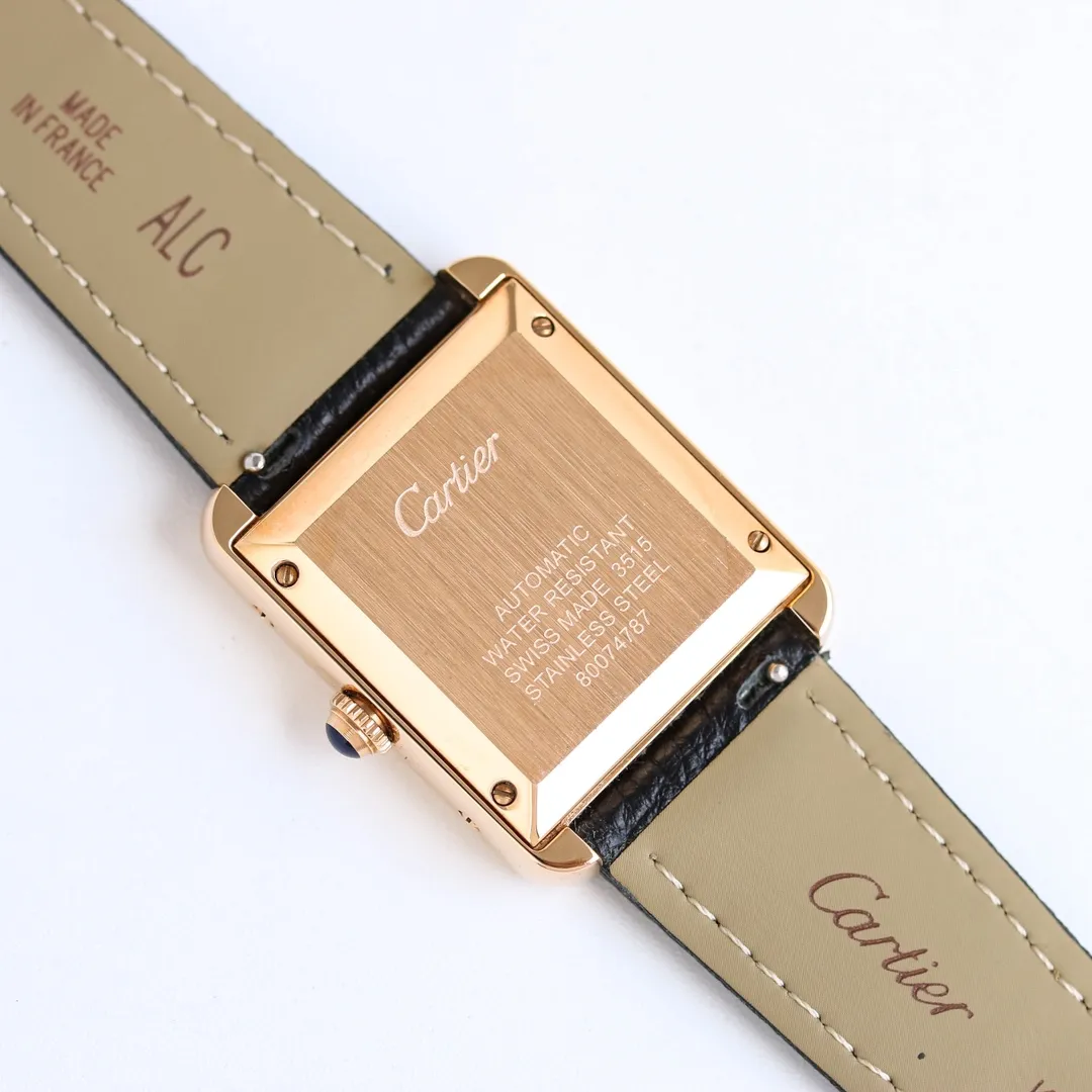 TechFriendly 3K Factory Cartier Tank MK3 Automatic Watch Rose Gold Black Leather – Top Quality Replica Watch 2760