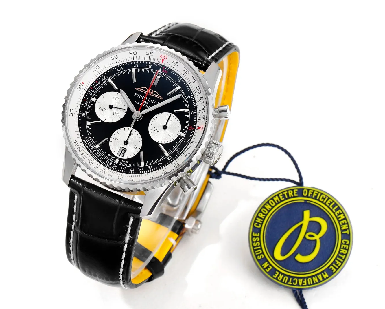 BLS Factory Breitling Navitimer Chronograph Automatic Men’s Watch – Black Dial, White Subdials, Blac Functional 5551