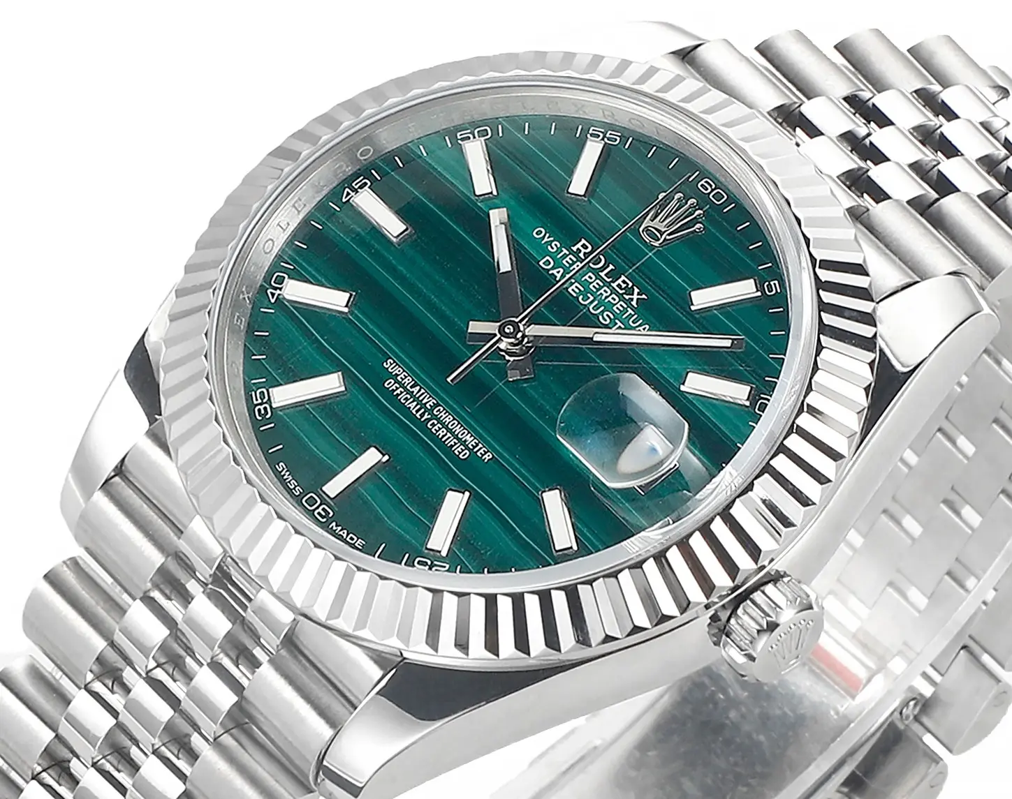 ZeroBulk Rolex Datejust 41 Custom Malachite Dial Green Watch – F8 Exclusive Series Super Clone Rolex Collection 182