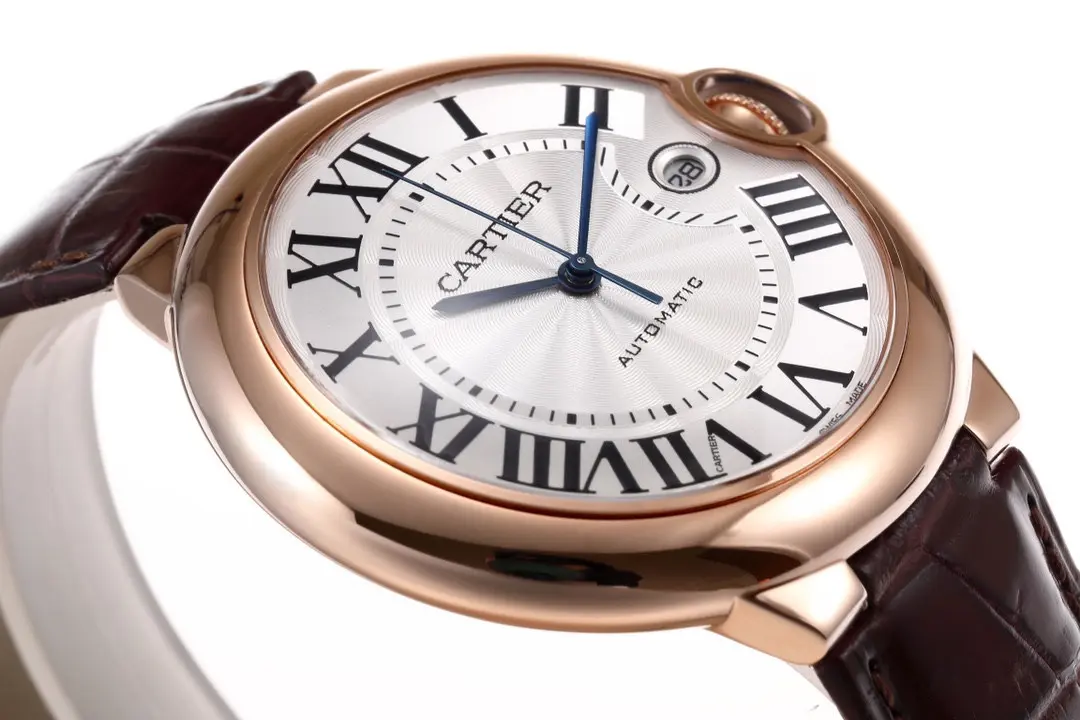 3K Factory Cartier Ballon Bleu 42mm Rose Gold Brown Leather – Top Quality Replica Watch Popular 2751