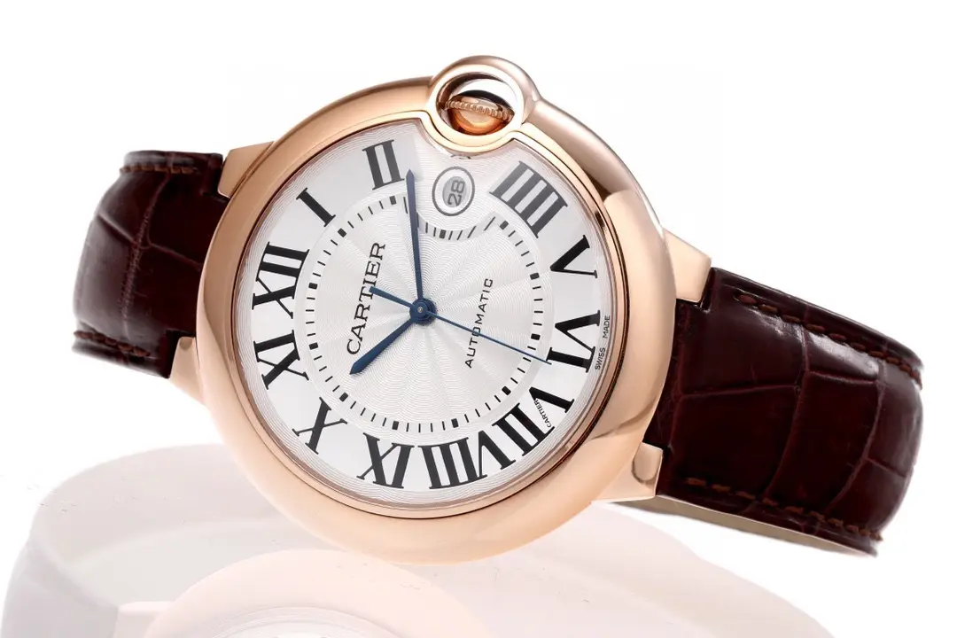 3K Factory Cartier Ballon Bleu 42mm Rose Gold Brown Leather – Top Quality Replica Watch Popular 2751