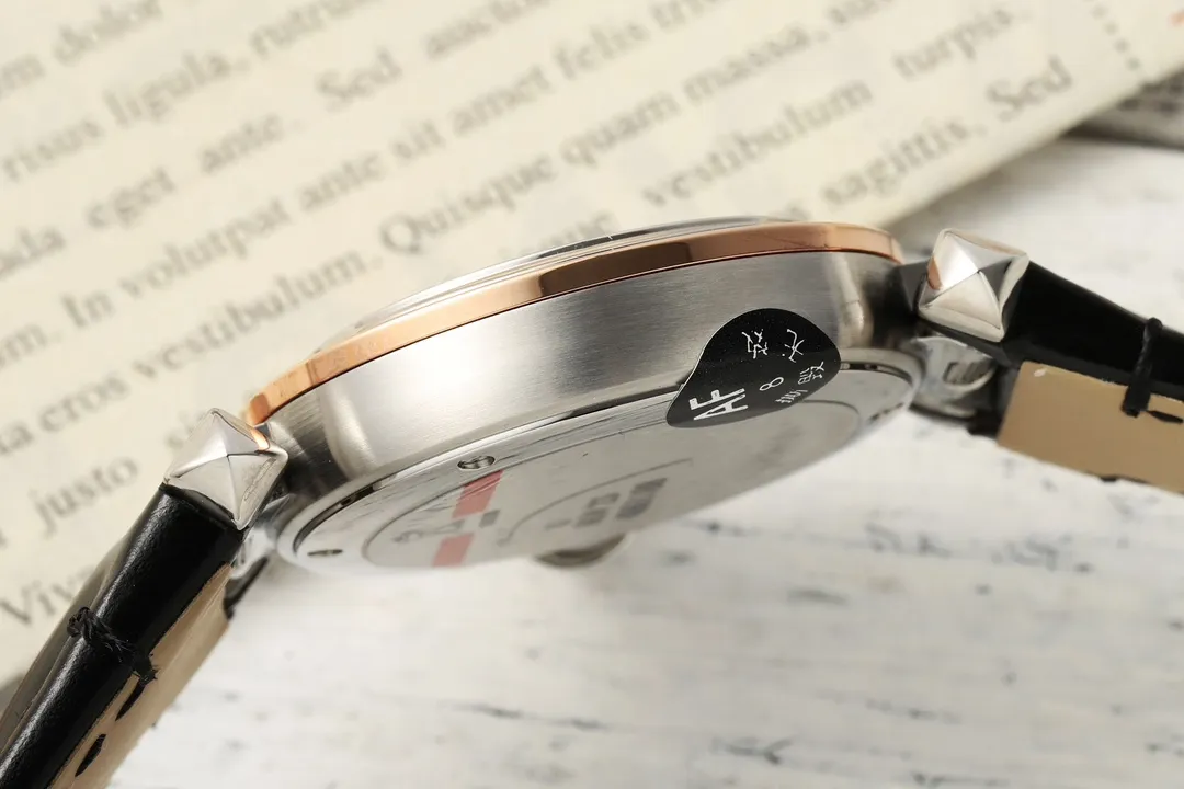 FashionForward AF Factory Cartier Ballon Bleu White Dial Rose Gold and Steel Automatic Ladies Watch with Black Leather Strap 5398