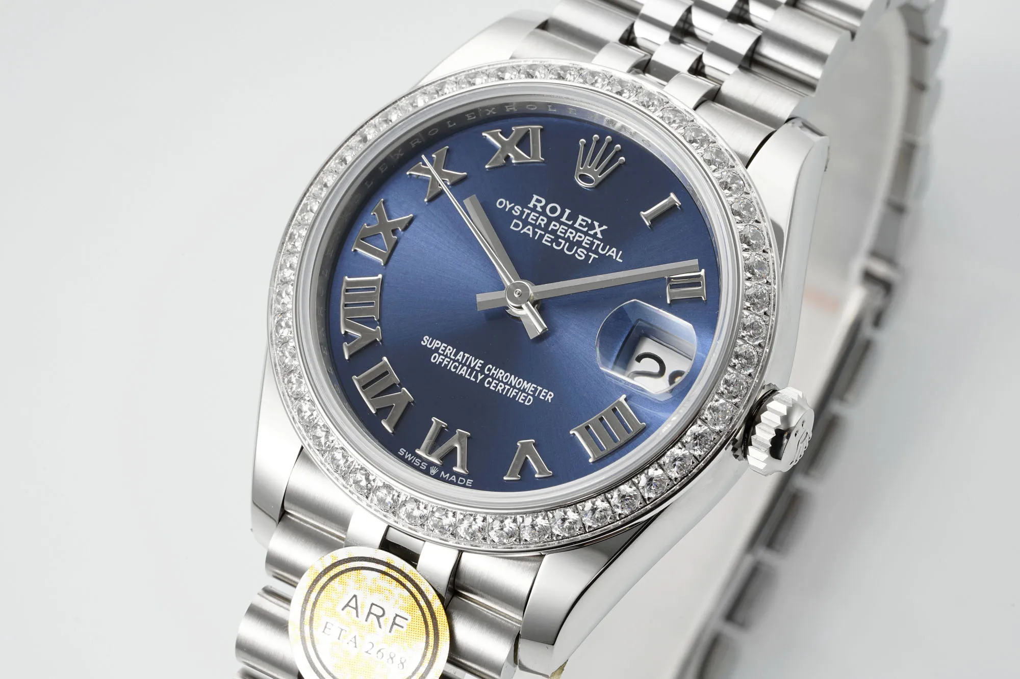 AR Factory Rolex Datejust 31mm Blue Roman Dial Diamond Bezel Stainless Steel Jubilee Bracelet Women’s Luxury Watch Original 237