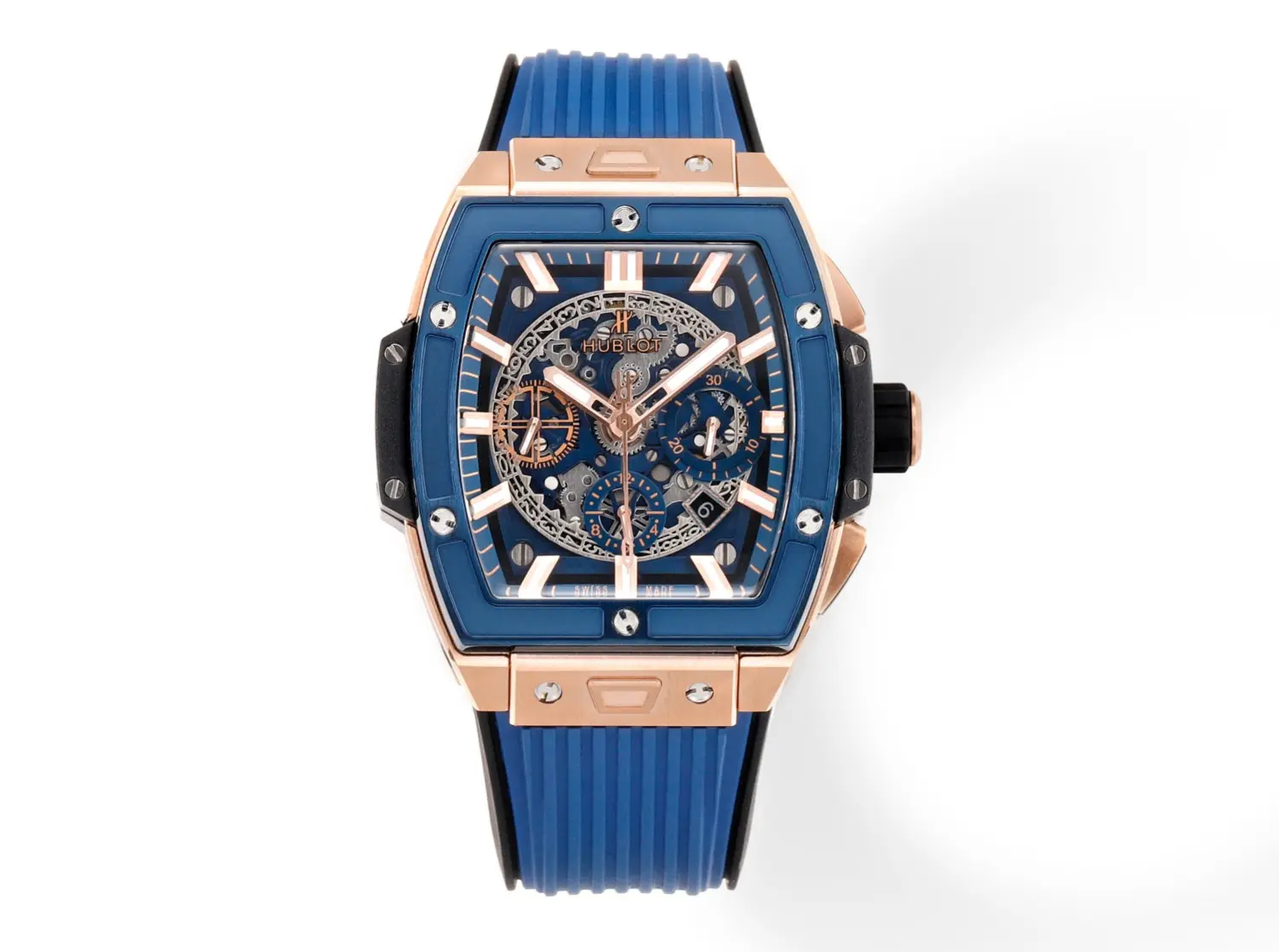 TW Factory HUBLOT Spirit of Big Bang King Gold Blue Skeleton Dial Limited Edition Watch with Rubber Strap – Super Clone Excellence Sophisticated 7644