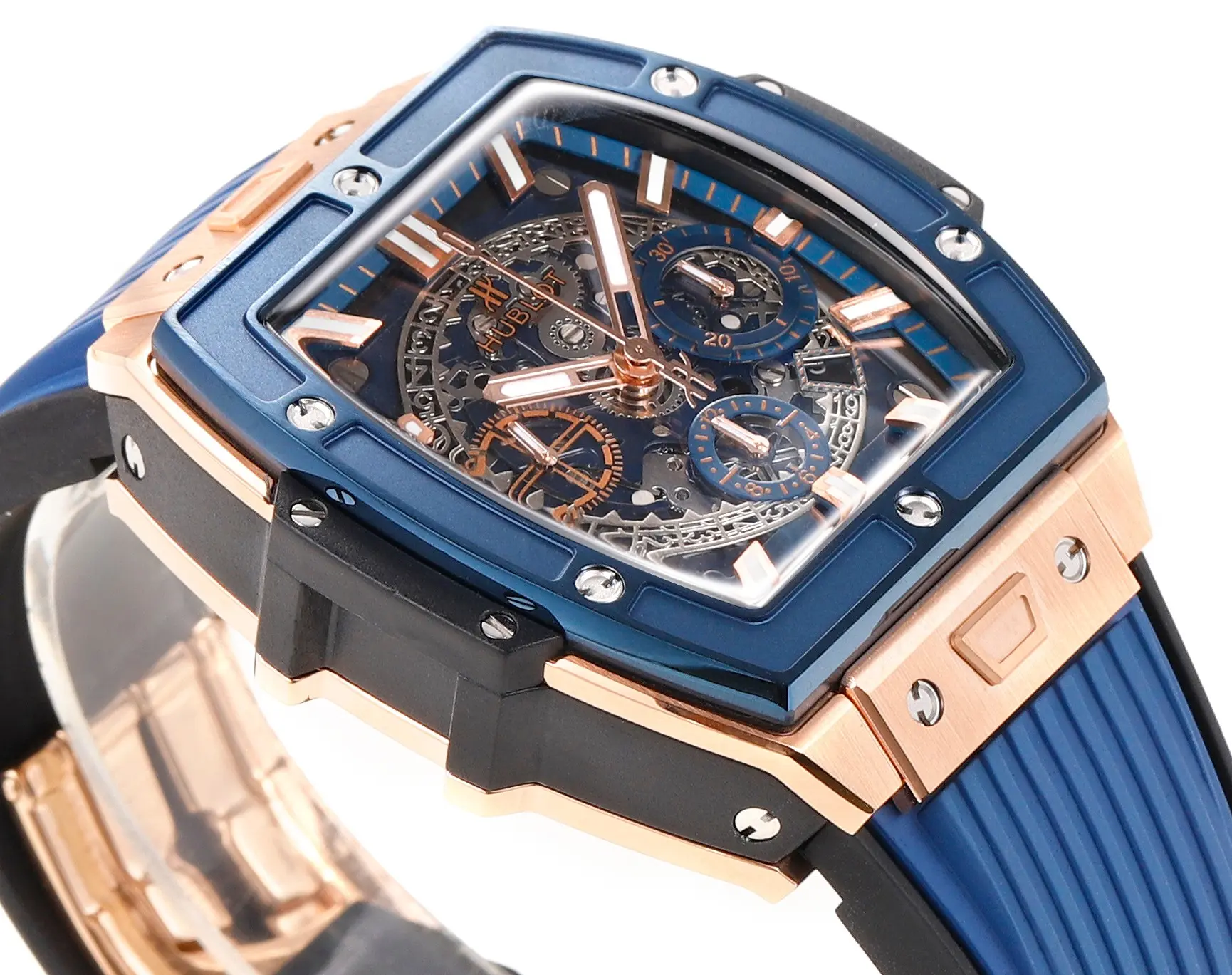 JJ Factory HUBLOT Spirit of Big Bang King Gold Blue Skeleton Dial Limited Edition Watch with Rubber Strap – Super Clone Excellence Durable 6371