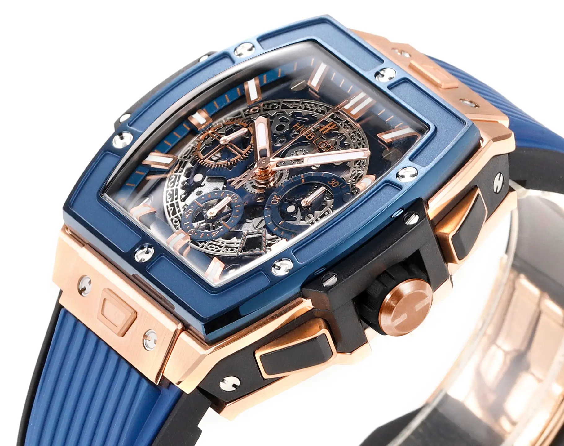 JJ Factory HUBLOT Spirit of Big Bang King Gold Blue Skeleton Dial Limited Edition Watch with Rubber Strap – Super Clone Excellence Durable 6371