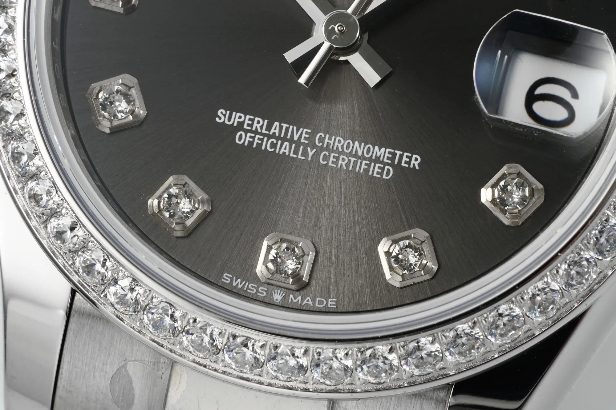 TechFriendly AR Factory Rolex Datejust 31mm Oyster Perpetual Stainless Steel Watch with Diamond Bezel and Grey Dial 4967