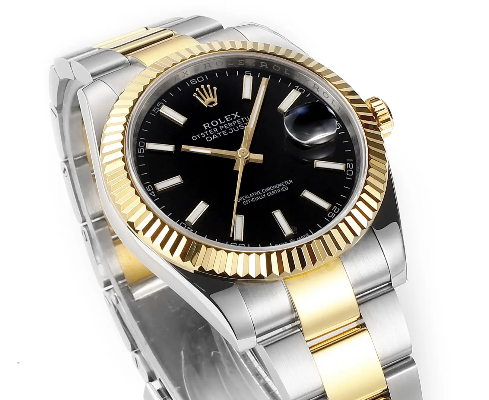 QuickDry VS Factory Rolex Datejust 41mm Watch – Two-Tone Gold Steel, Black Dial, Fluted Bezel, Super Clone VSF Watch 4397