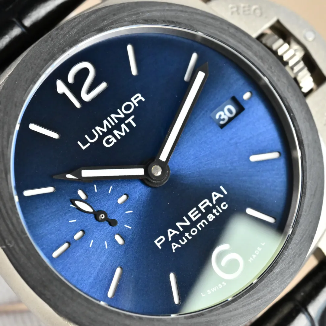 VS Factory Panerai Luminor GMT Automatic Blue Dial Stainless Steel Men’s Watch with Black Alligator Leather Strap Minimalist 791