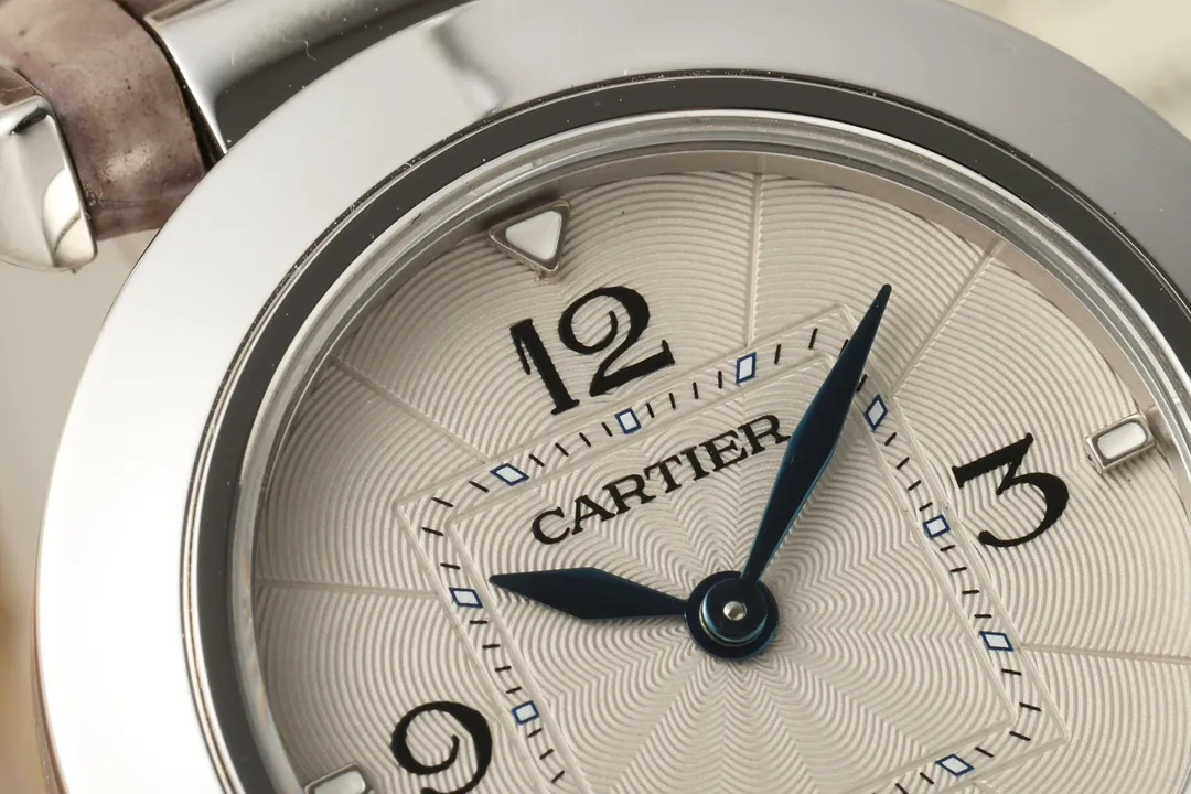 Cartier Pasha de Cartier Silver Case White Dial Blue Hands Beige Alligator Leather Strap Luxury Women’s Watch Popular 2804