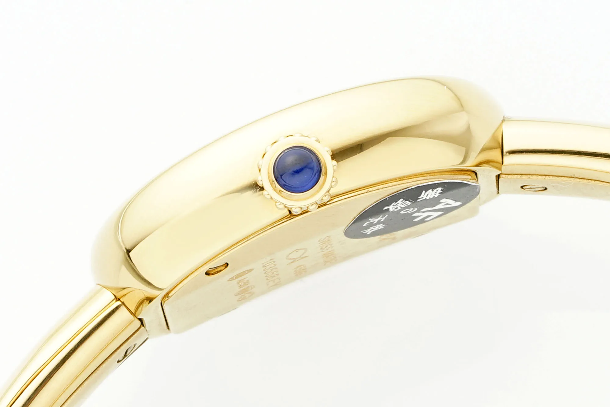 AF Factory Cartier Baignoire Yellow Gold Oval Bangle Watch with Cream Dial, Roman Numerals, and Black Cabochon Crown ModernLook 5431