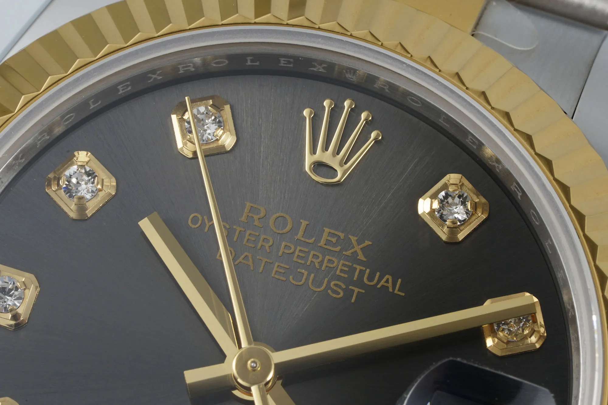Comfortable AR Factory Rolex Lady-Datejust 31mm Two-Tone Yellow Gold and Stainless Steel Black Diamond Dial Fluted Bezel Oyster Bracelet Watch 187