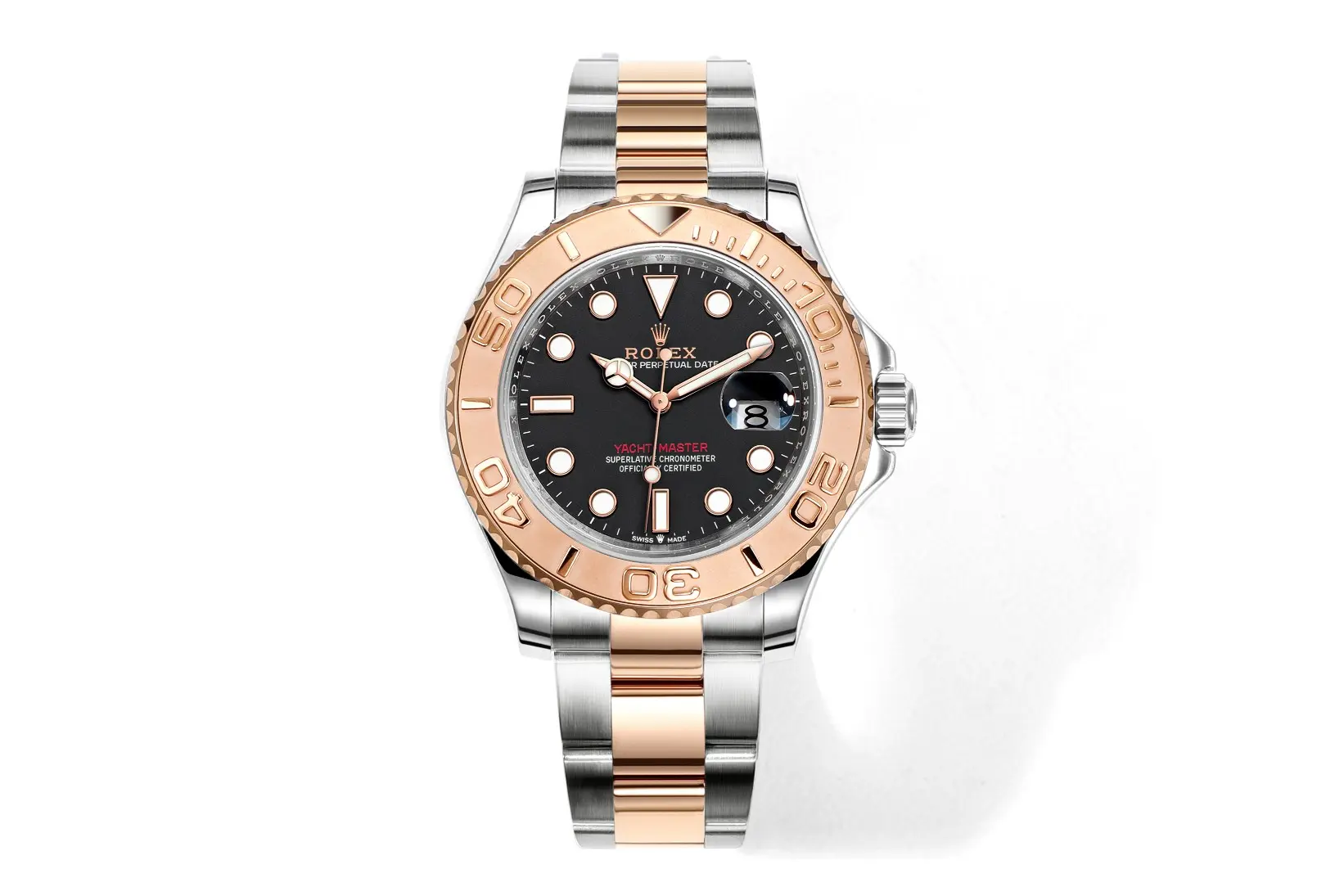 Functional VS Factory Rolex Yacht-Master 42mm Two-Tone Stainless Steel & 18k Everose Gold with Black Dial Automatic Luxury Watch 348