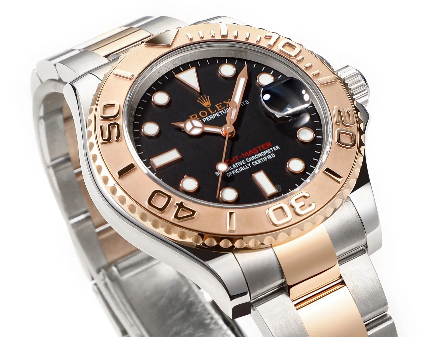 Functional VS Factory Rolex Yacht-Master 42mm Two-Tone Stainless Steel & 18k Everose Gold with Black Dial Automatic Luxury Watch 348