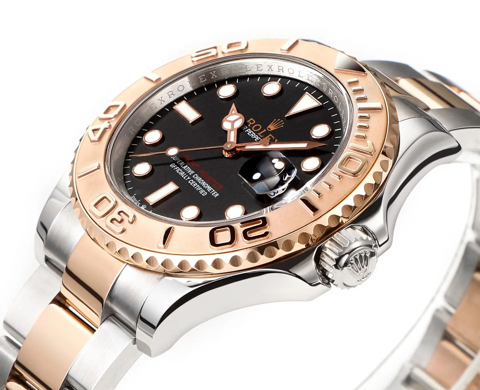 Functional VS Factory Rolex Yacht-Master 42mm Two-Tone Stainless Steel & 18k Everose Gold with Black Dial Automatic Luxury Watch 348