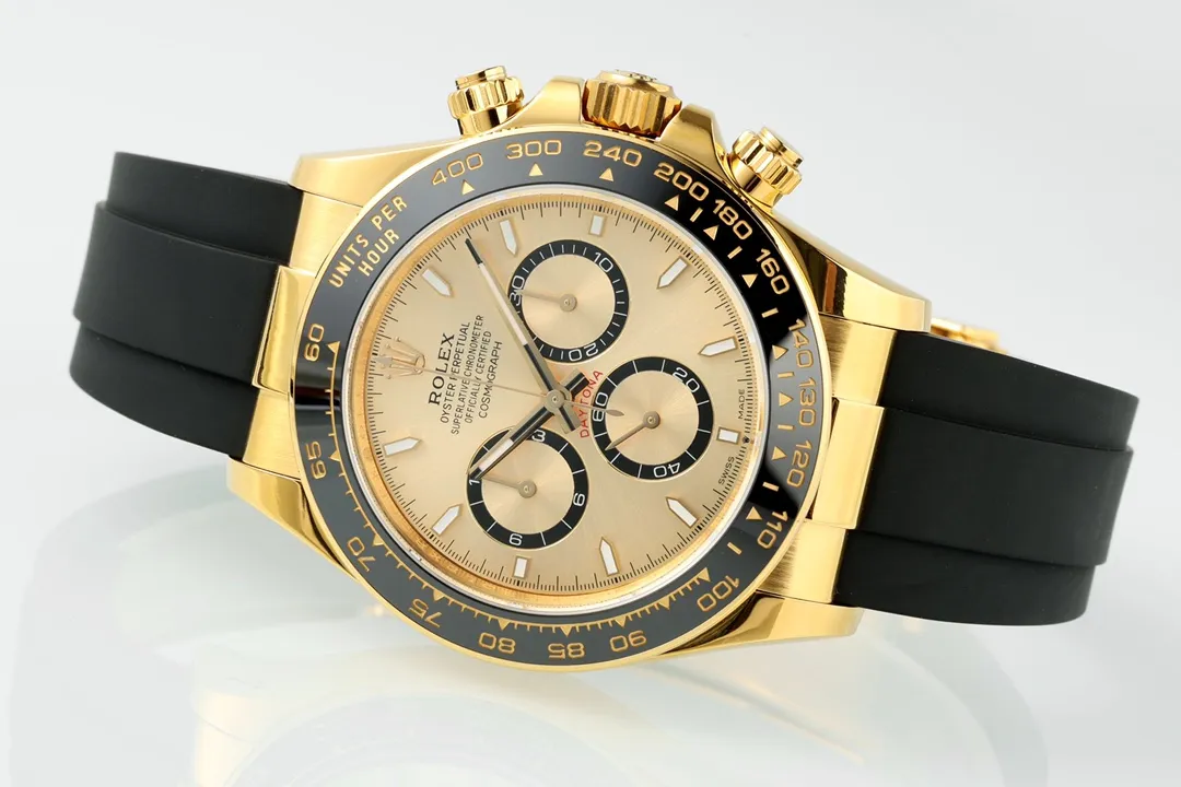 OnTrend VS Factory Rolex Cosmograph Daytona 18K Yellow Gold Chronograph Watch with Champagne Dial, Strap 43