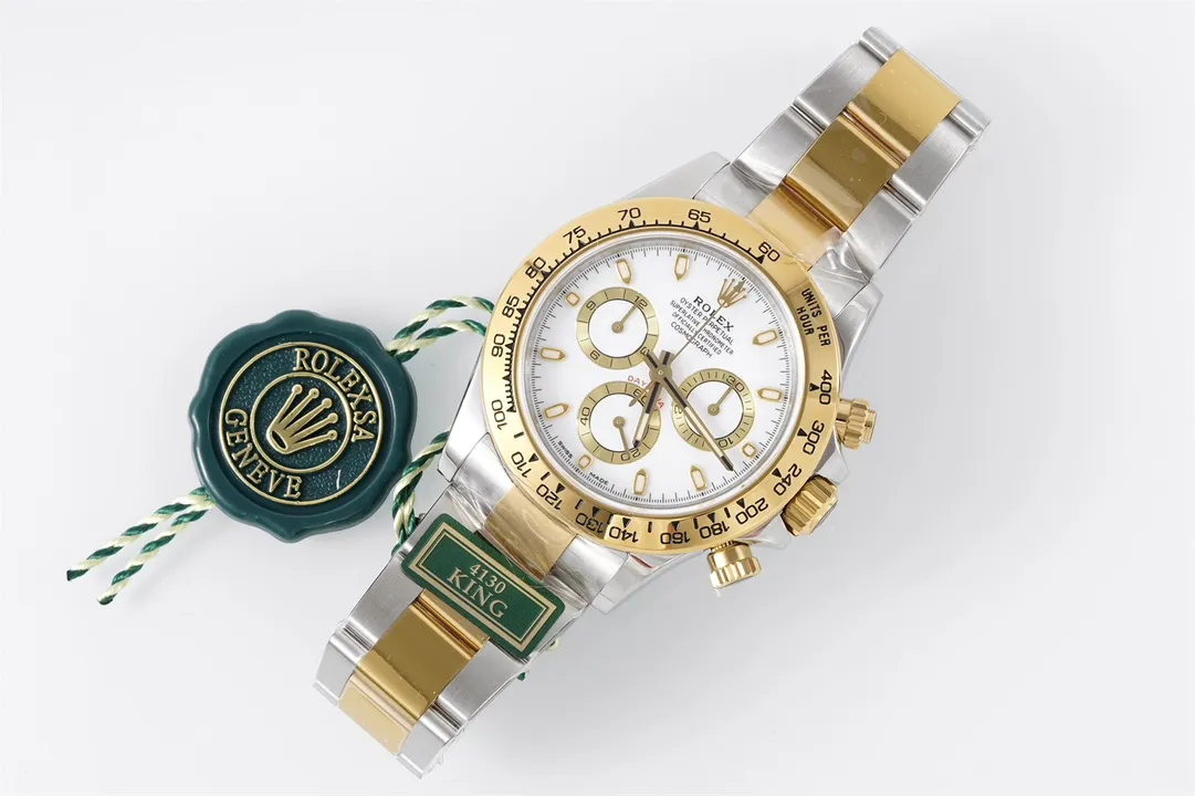 VS Factory Rolex Cosmograph Daytona White Dial Two-Tone Steel and Yellow Gold Chronograph Watch SunProtective 6