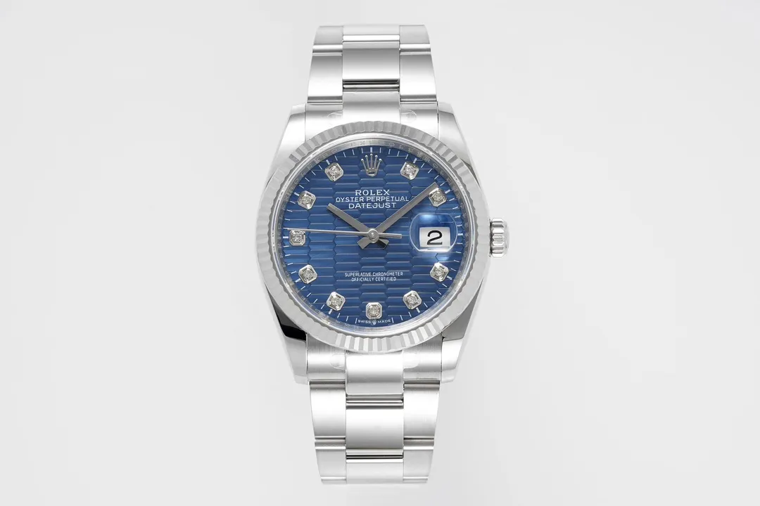VS Factory Rolex Datejust 36mm Blue Diamond-Set Dial Stainless Steel Oyster Bracelet Men’s Watch MultiPurpose 4387