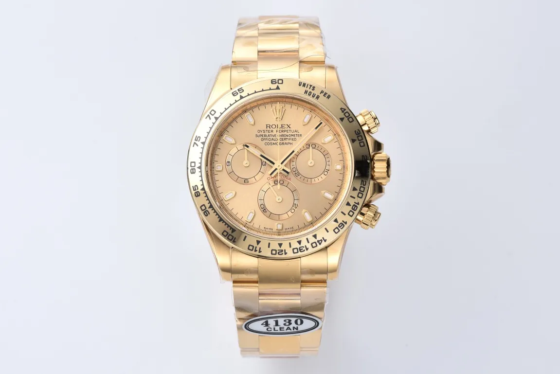 Rolex Daytona Clean Factory 116508 Champagne Dial Full Gold Luxury Chronograph Watch Modern 47