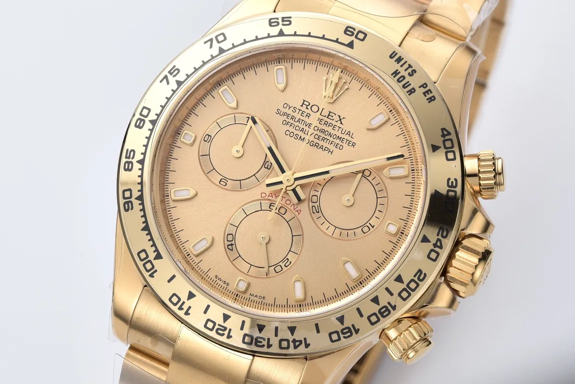 Rolex Daytona Clean Factory 116508 Champagne Dial Full Gold Luxury Chronograph Watch Modern 47