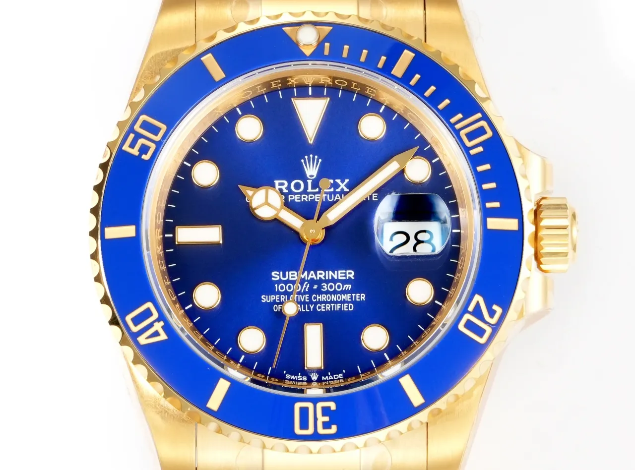 VS Factory Rolex Submariner 41mm Date Blue Dial Gold-Tone Stainless Steel Automatic Diver Watch ZeroBulk 318